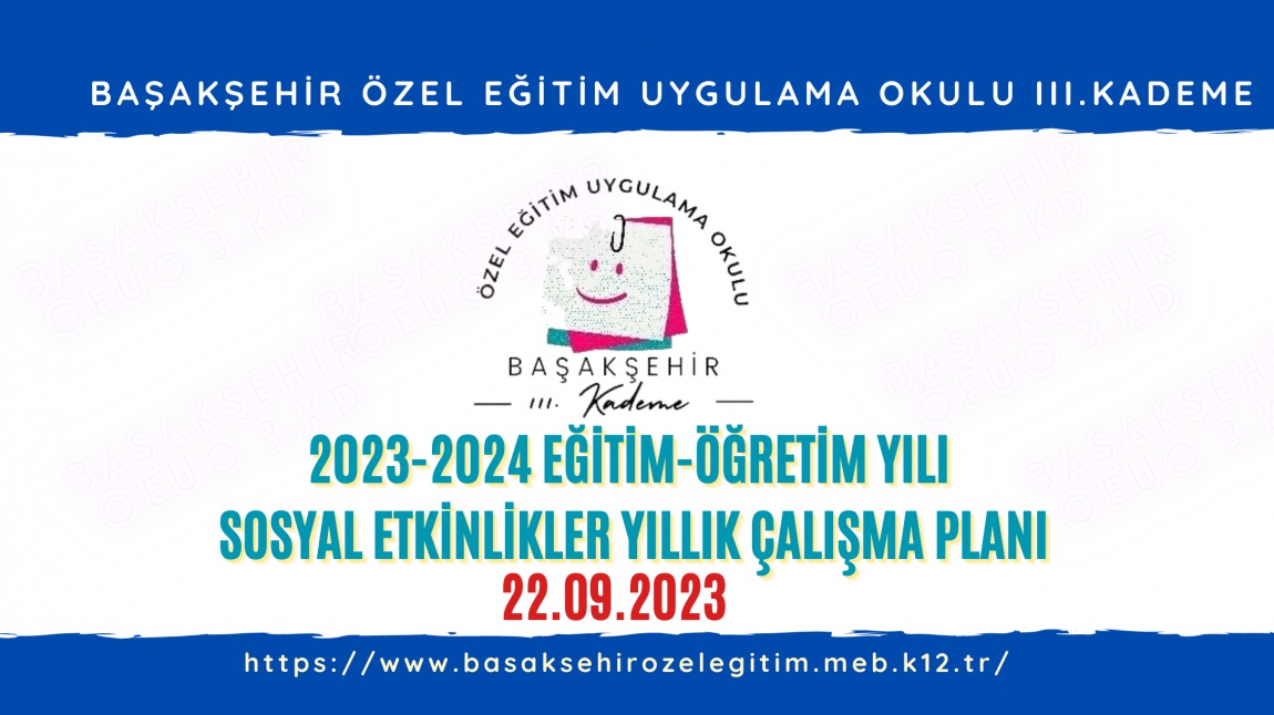 2023-2024 Eğitim Öğretim Yılı SOSYAL ETKİNLİKLER YILLIK ÇALIŞMA PLANI